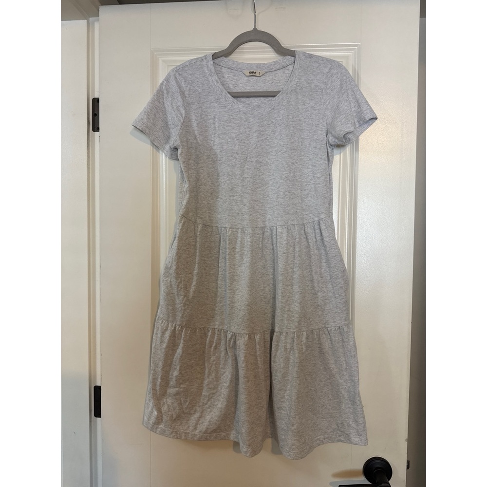 Gray Short Sleeve Tiered Dress